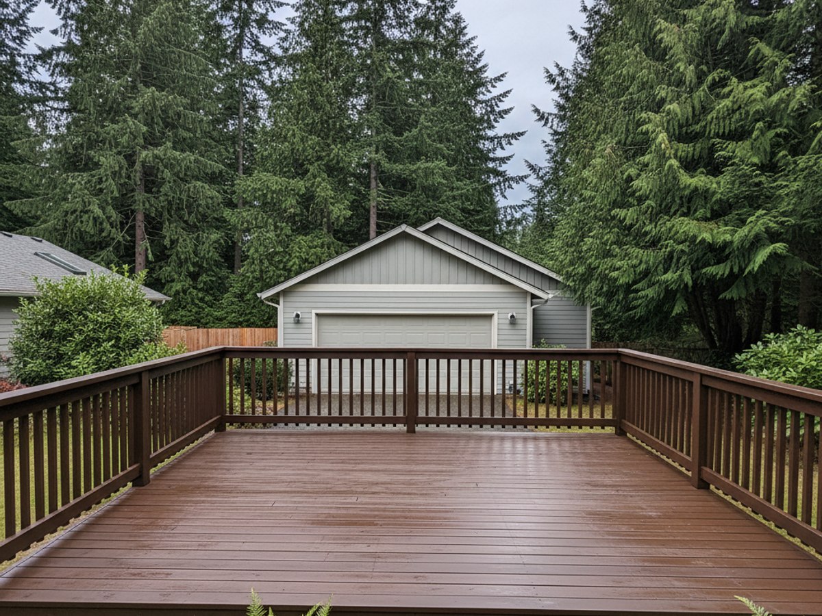 Custom Deck Design completed by Oasis Deck Co in Mountlake Terrace, WA